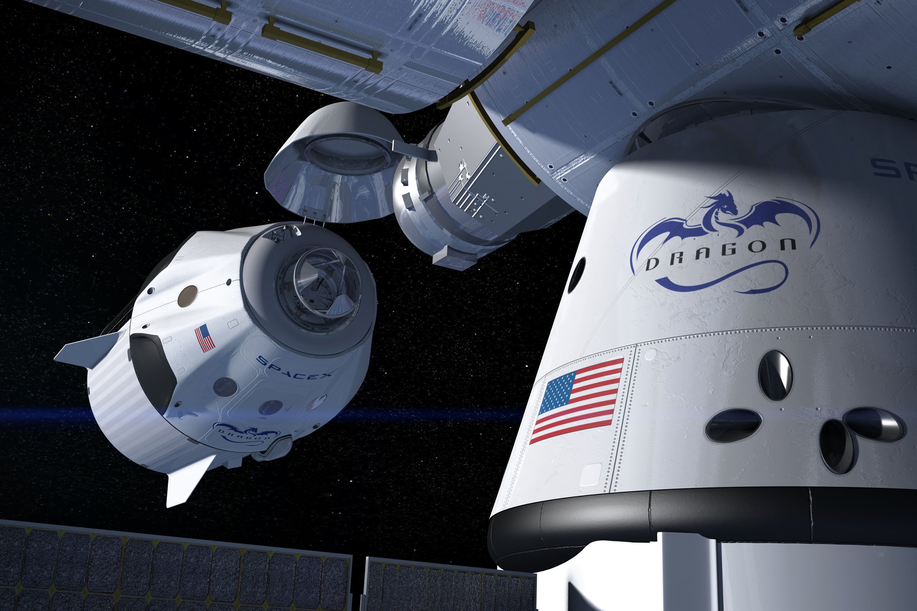کپسول کرو دراگون حامل فضانوردان ناسا با موفقیت به ایستگاه فضایی متصل شد