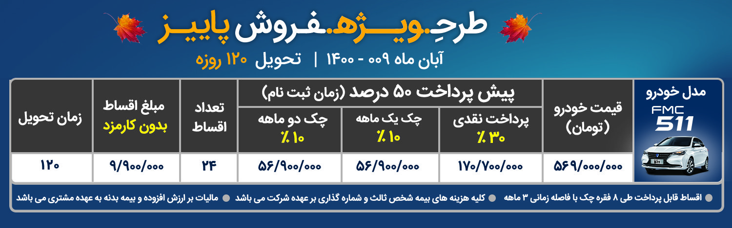 شرایط فروش اقساطی FMC 511 فردا موتورز اعلام شد