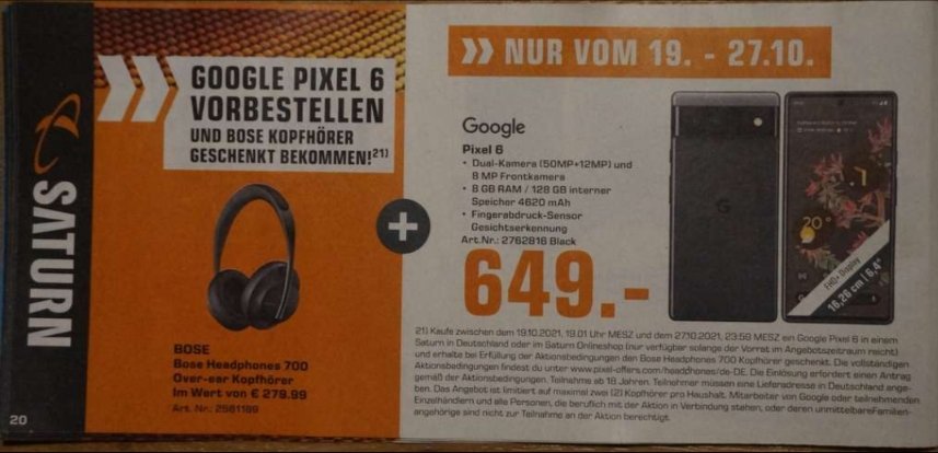 قیمت پیکسل ۶ گوگل از طریق فروشگاه خرده فروشی آلمانی فاش شد