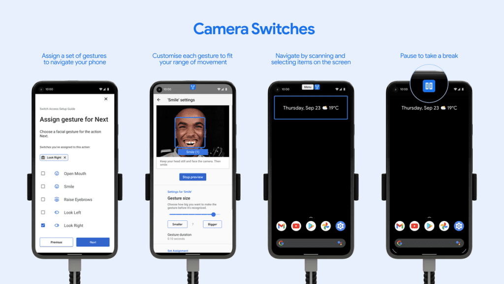 قابلیت Camera Switches؛ استفاده از موبایل‌های اندرویدی با حرکات چهره