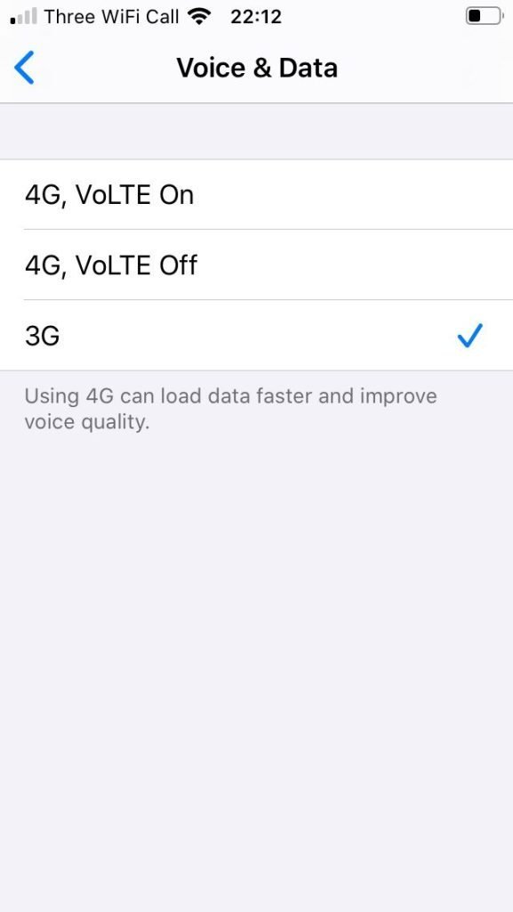 سوییچ از 4G به 3G در آیفون