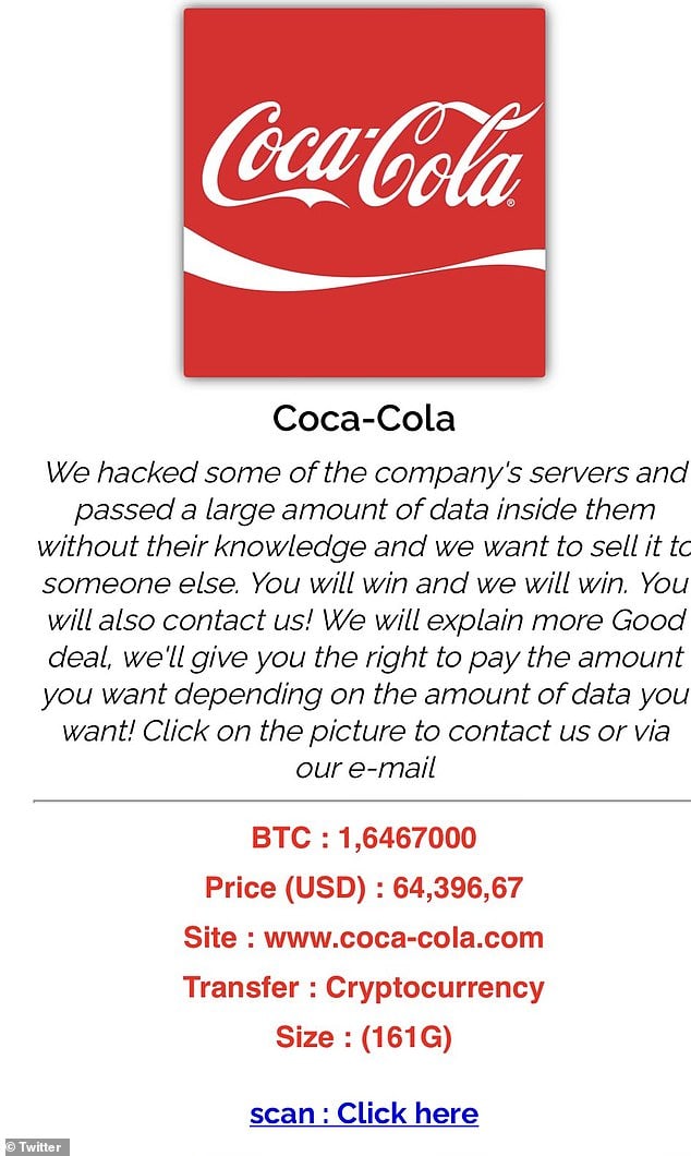 حمله هکر روسی به کوکاکولا؛ فروش داده‌های به سرقت رفته به ارزش 1.6 بیت کوین