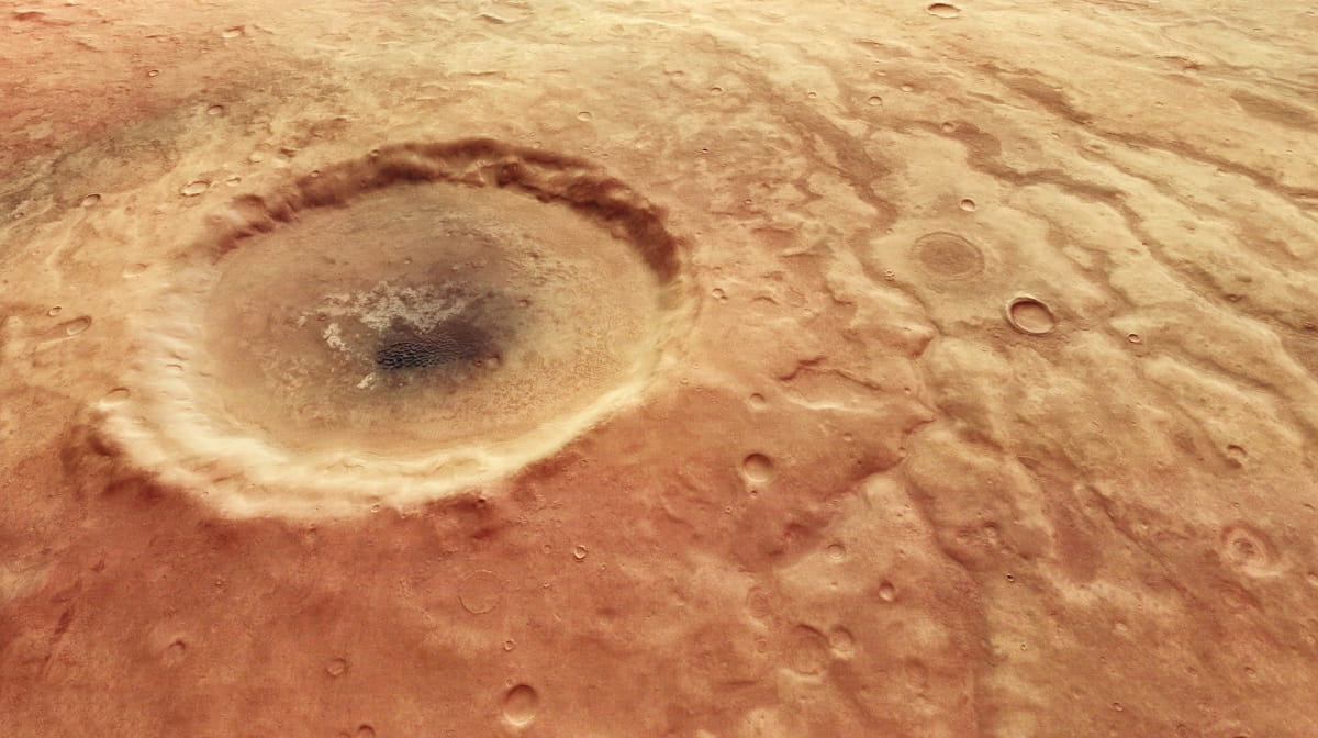 عکس جدید مریخ: حفره‌ای شبیه به چشمی بزرگ و ترسناک که به ستاره‌ها خیره شده است