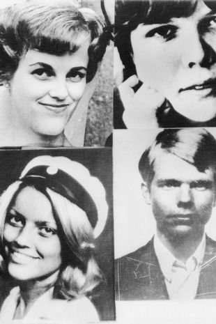 قربانیان سندروم استکهلم، چهار کارمند بانک که به گروگان گرفته‌ شدند( از ردیف بالا، چپ به راست): بیرگیتا لوندبالد، کریستین انمارک، الیزابت اولدگرن و سون سافستروم.