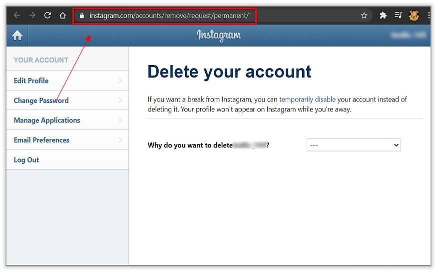 Request permanent remove instagram