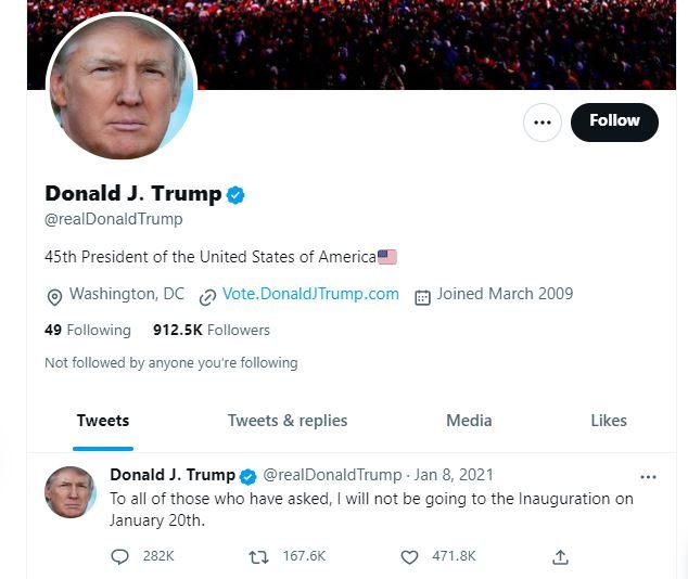 حساب دونالد ترامپ در توییتر
