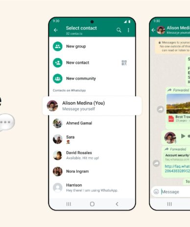 واتس‌اپ شروع به انتشار قابلیت «ارسال پیام به خود» کرد
