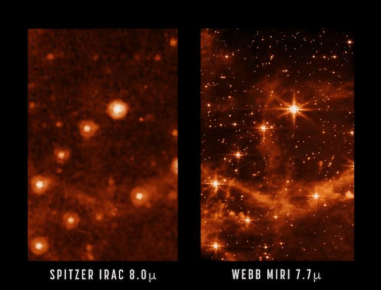 تلسکوپ فضایی جیمز وب در برابر تلسکوپ فضایی اسپیتزر