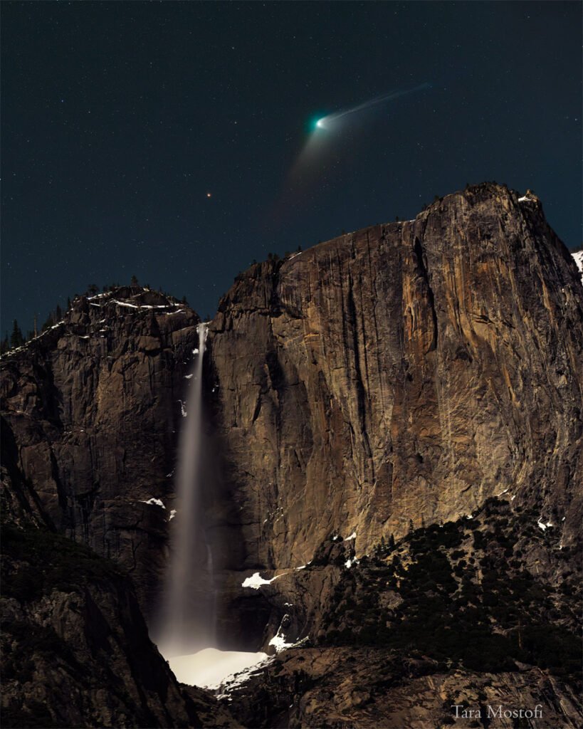 عکس | ناسا دنباله‌دار ZTF را بر فراز آبشار شکار کرد